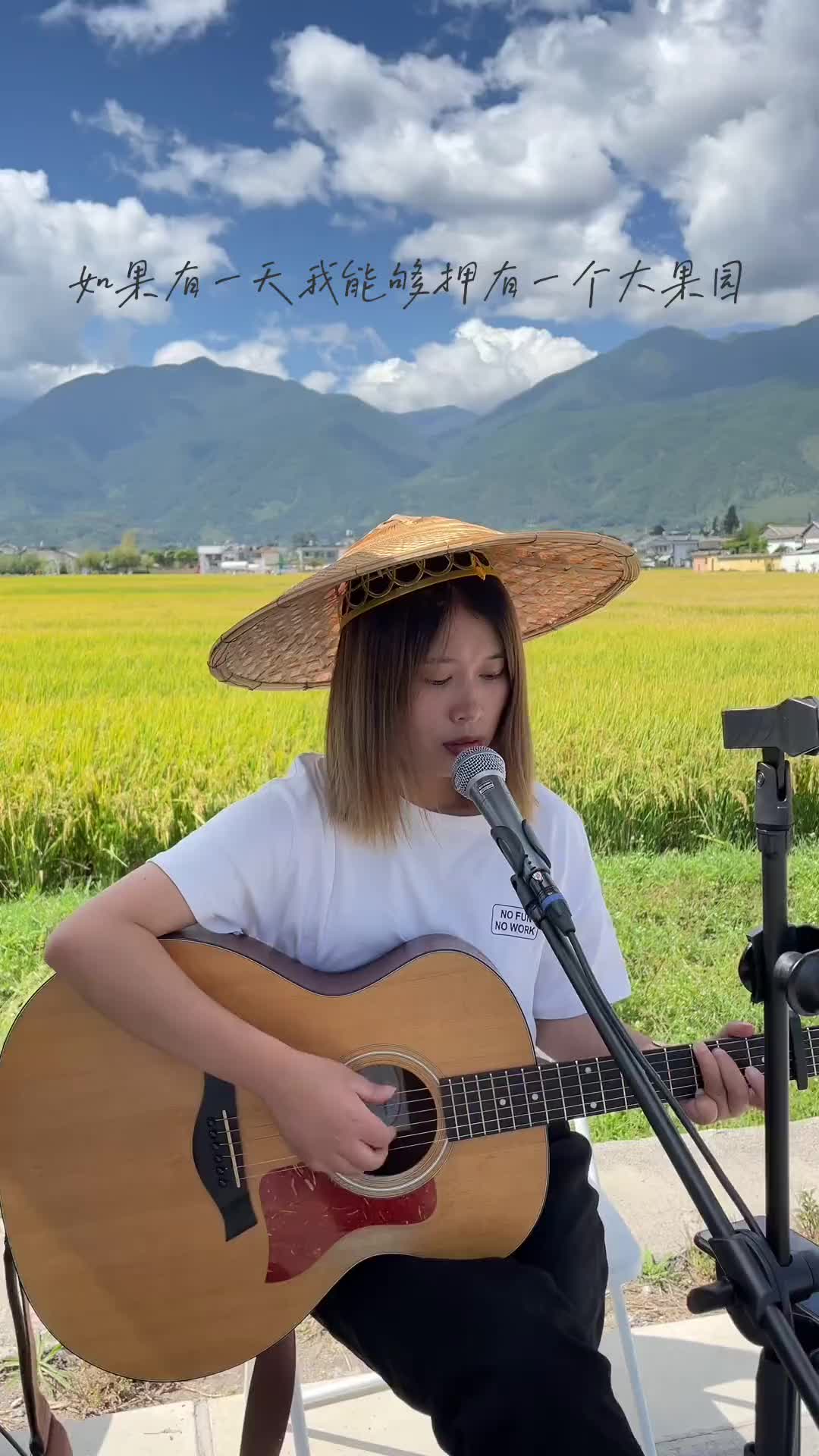 稻田风光治愈系风景户外唱歌农夫渔夫吉他弹唱一个月给你一万让你