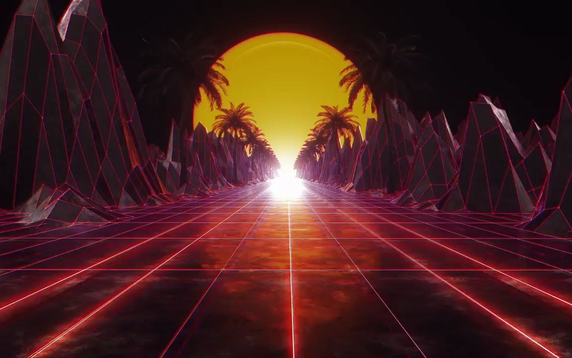 k2330 4k画质3d炫酷高科技科幻赛博朋克城市街景月亮道路穿梭酒吧夜店