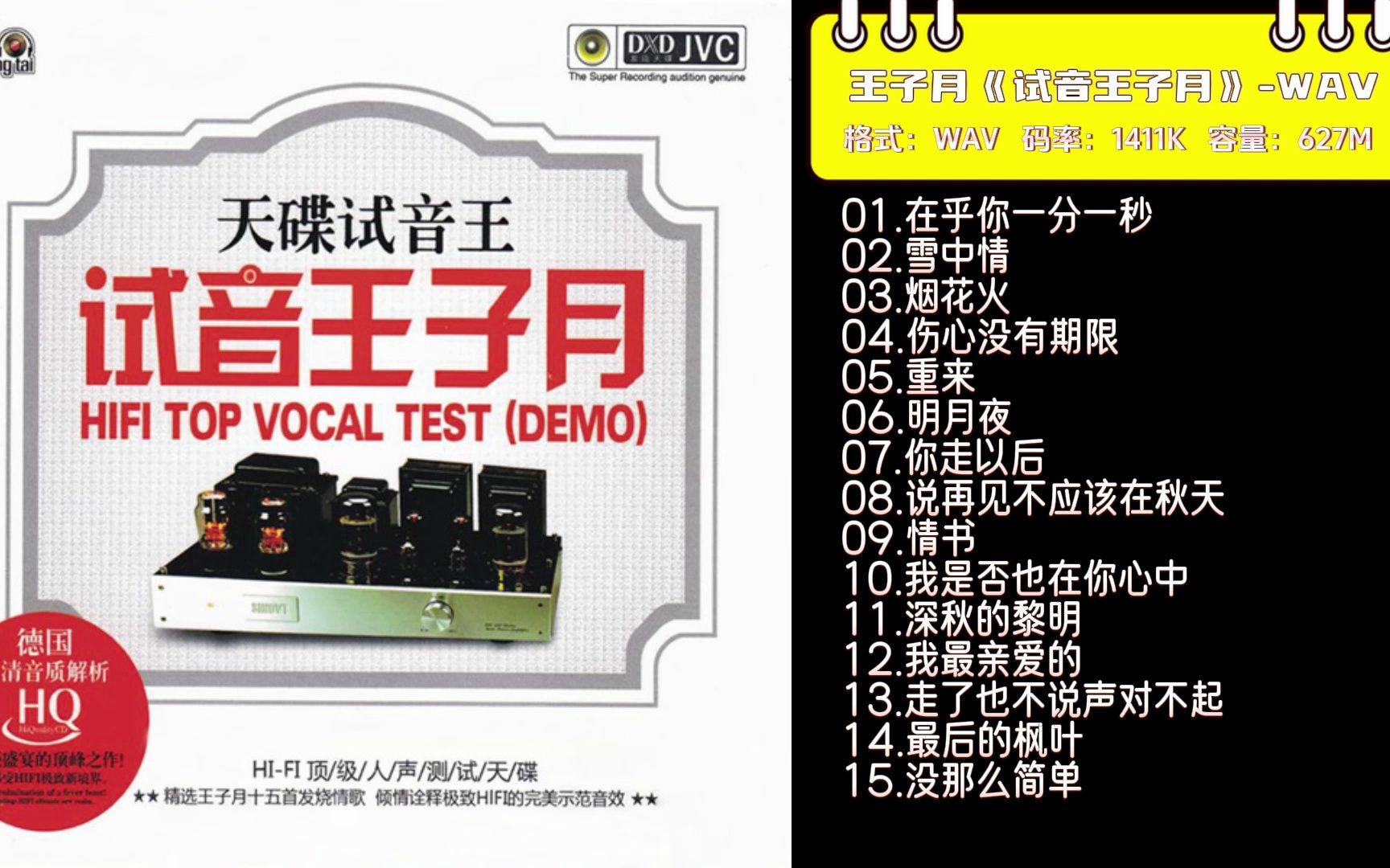 HIFI顶级人声测试天碟 精选十五首动情歌曲 王子月《试音王子月》WAV哔哩哔哩bilibili