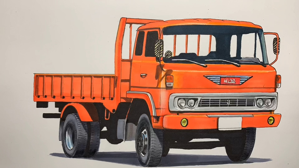 画一台八十年代日野卡车