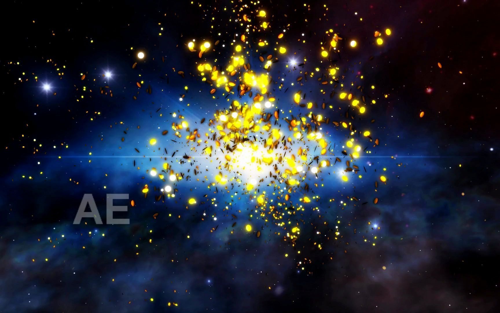 ae片头 190震撼宇宙星空金色粒子汇聚标志logo演绎片头ae模板 开场