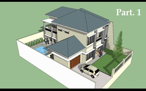 Sketchup设计并建造农村自建房 别墅设计哔哩哔哩bilibili