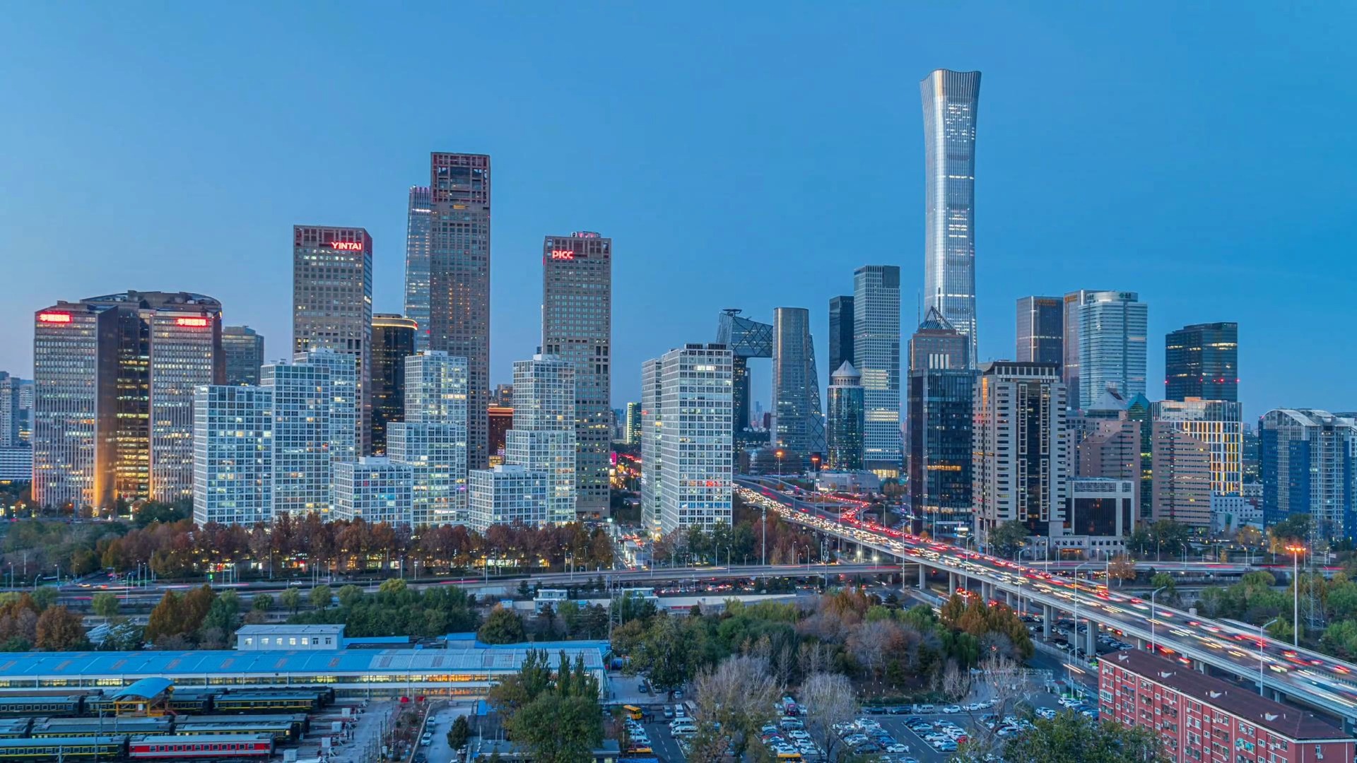 【免版权素材第3期】北京城市夜晚地标街景日转夜延时素材