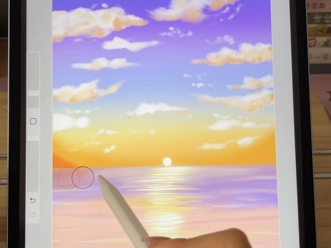 ipad风景绘画 湖边的芦苇,绘画素材:小鱼丙烯画#procreate绘画[话题]