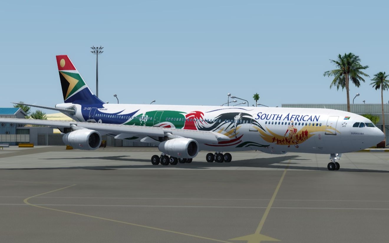 南非航空"2012奥运会"彩绘a340-311平稳落地开普敦