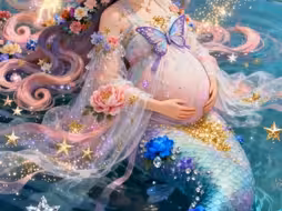【AI视频】今天换个温馨风格，美美的人鱼孕妇