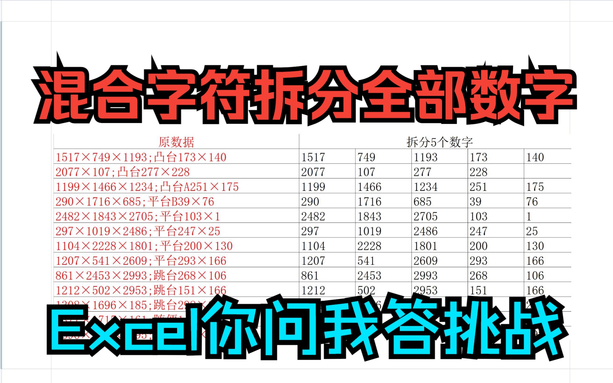 《Excel你问我答挑战》混合文本数字的字符串,提取全部数字哔哩哔哩bilibili