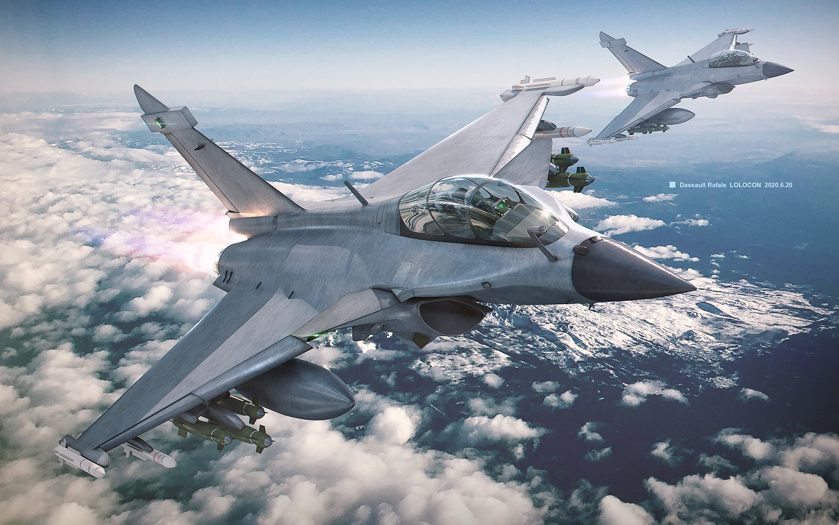 3d渲染cg——阵风战斗机,后期原速视频