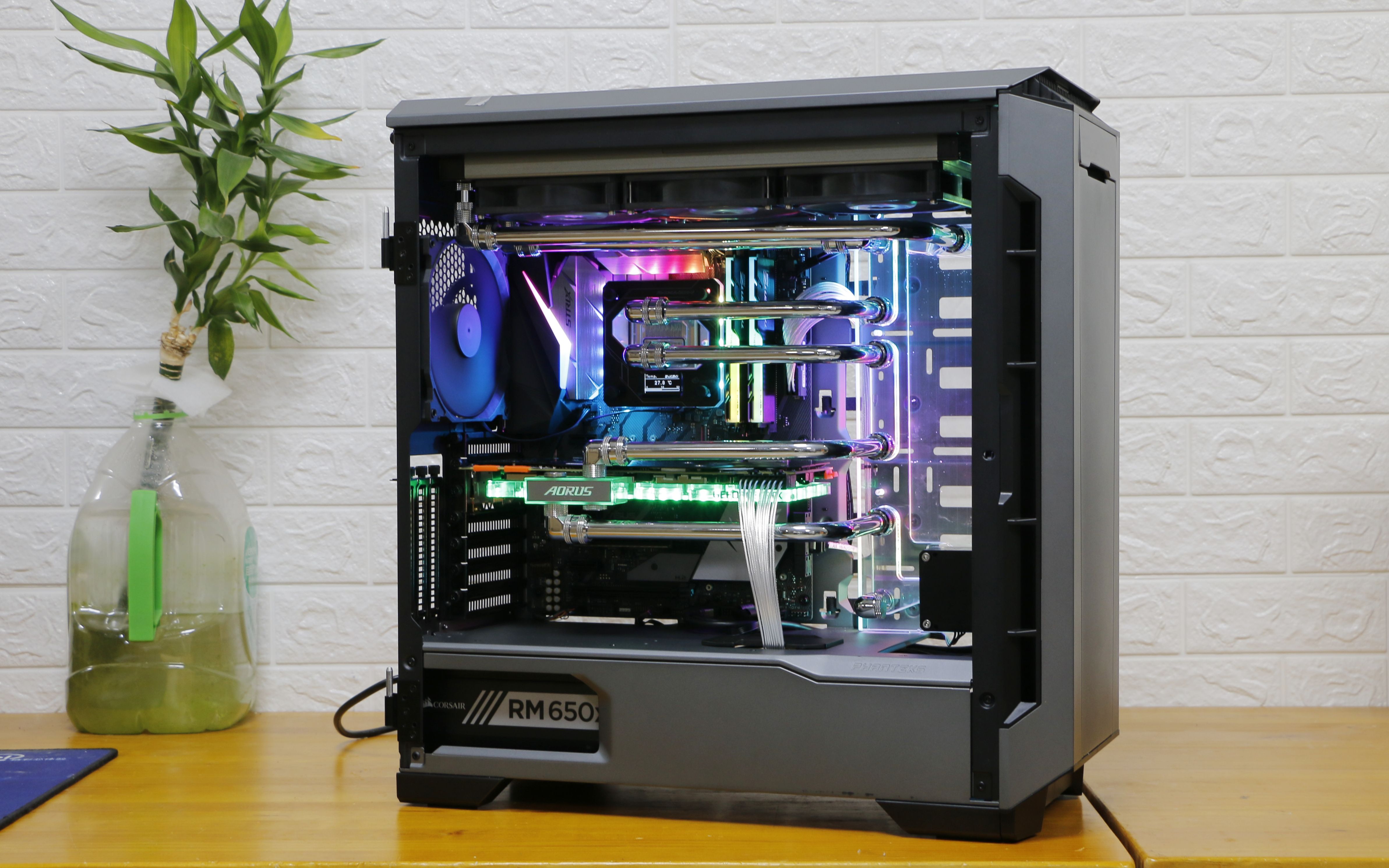 pc老a追风者p600s机箱分体式水冷主机定制水道板效果展示