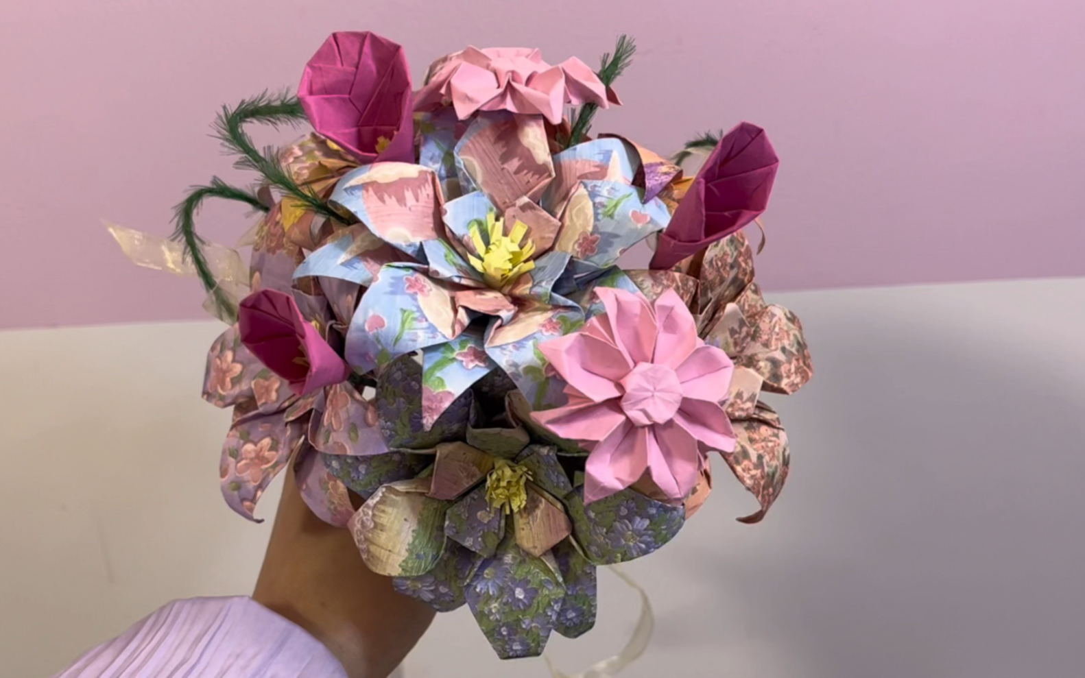 手捧花教程|超详细太阳花折纸教程