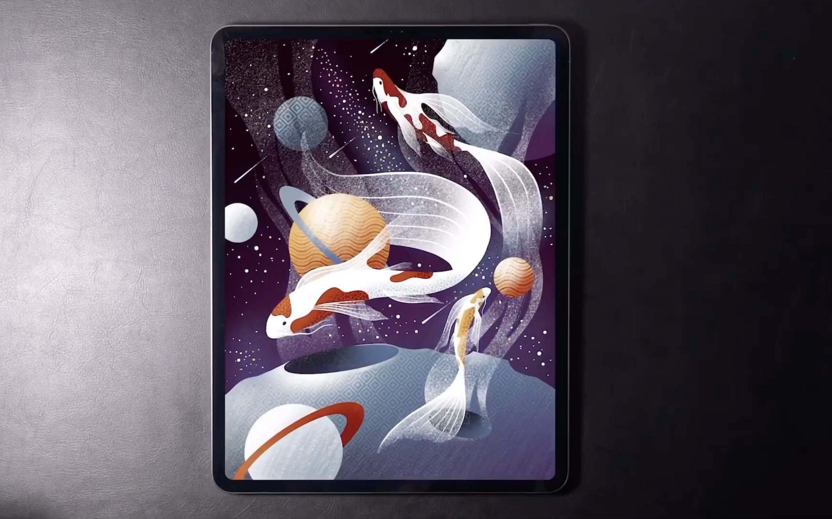 procreate绘画搬运galshir的太空锦鲤祝大家好运