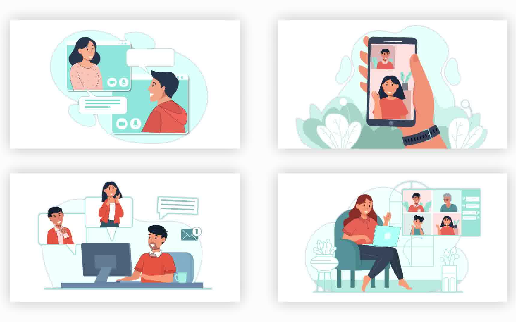 ae模板视频通话在线会员网络沟通网站登陆页面模板和网络动画模板平面