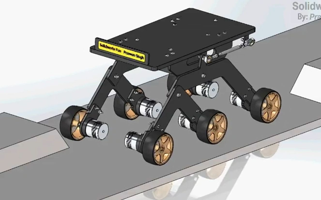rocker-bogie摇臂转向架悬挂装置3d图纸