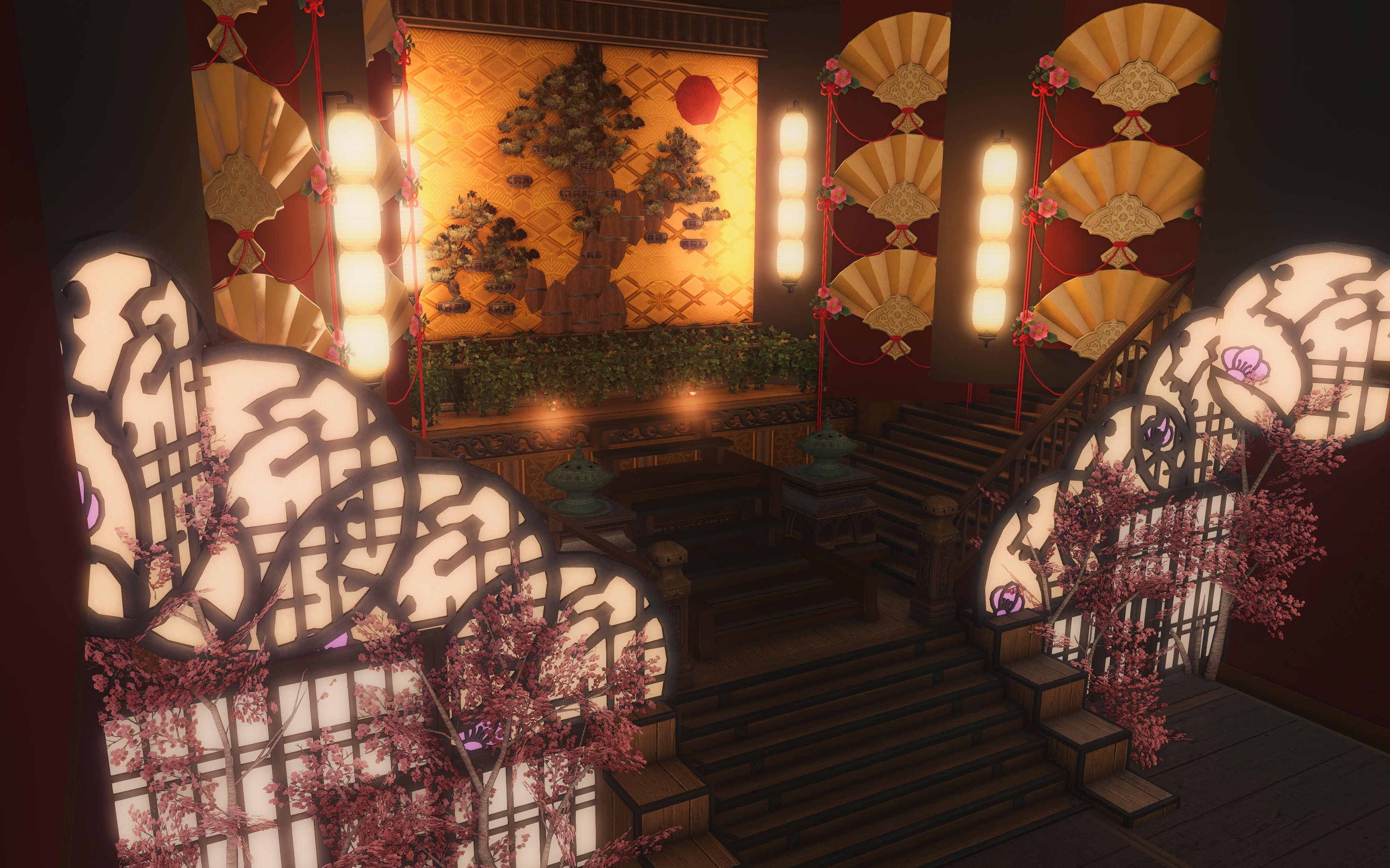 【ff14装修】汐見有楽町·日式舞台 观景温泉 茶室