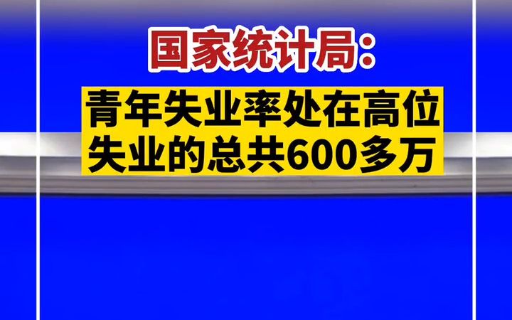 国家统计局:青年失业率处在高位,青年人当中失业的总共600多万哔哩哔哩bilibili