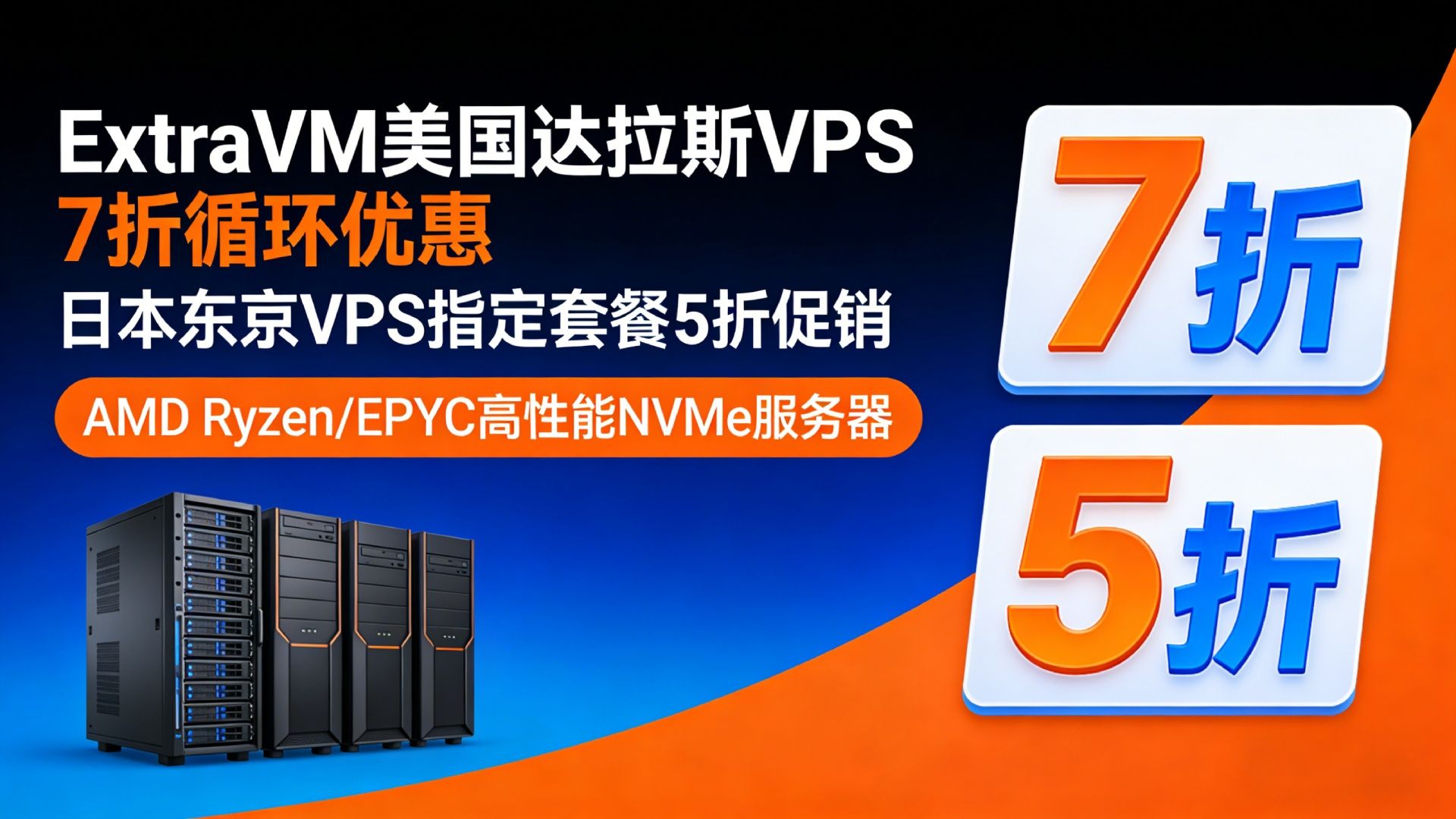 ExtraVM美国达拉斯VPS 7折循环优惠,日本东京VPS指定套餐5折促销,AMD Ryzen/EPYC高性能NVMe服务器