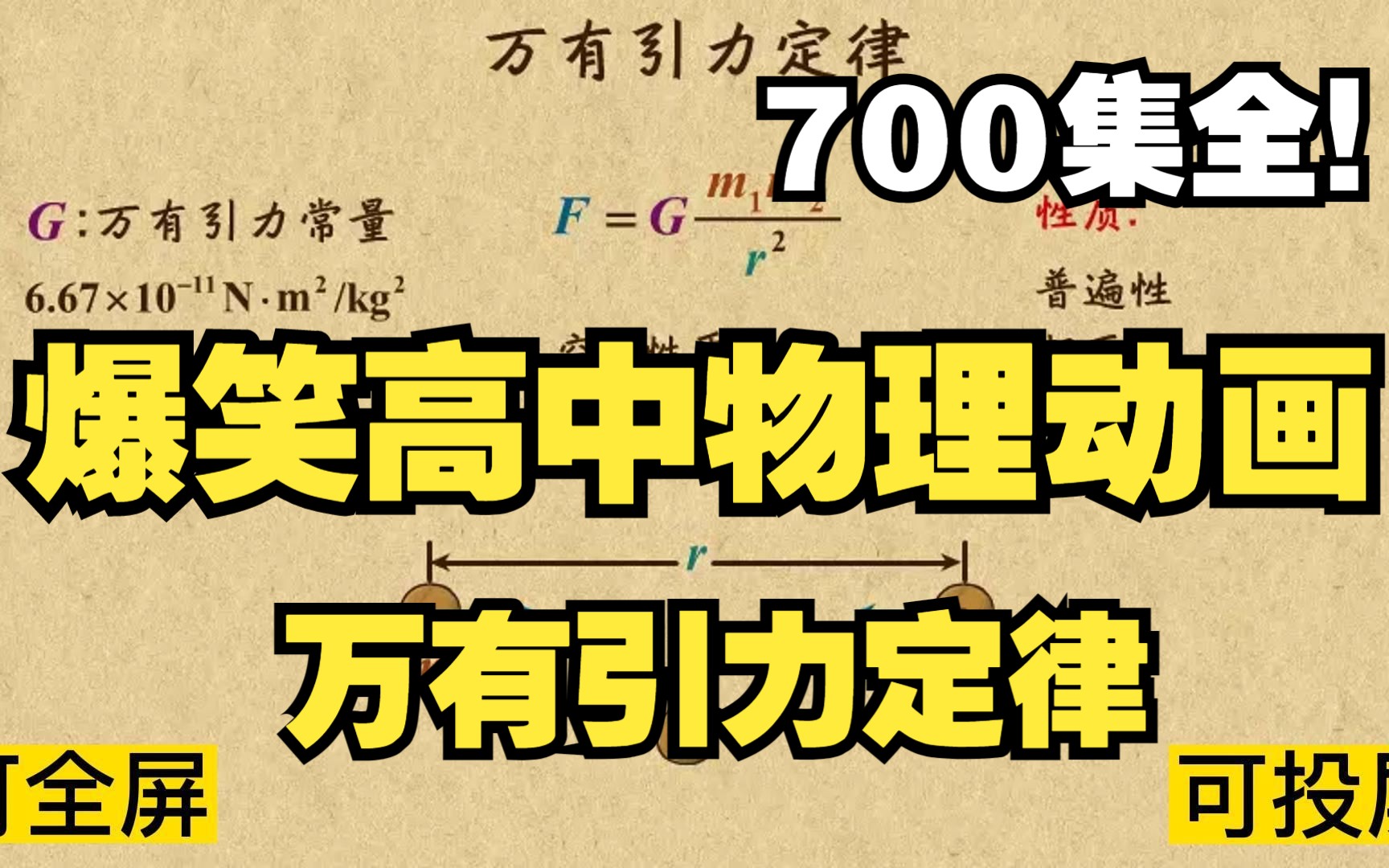 [图]700集全可分享 爆笑高中物理动画 万有引力定律 孩子一看就明白