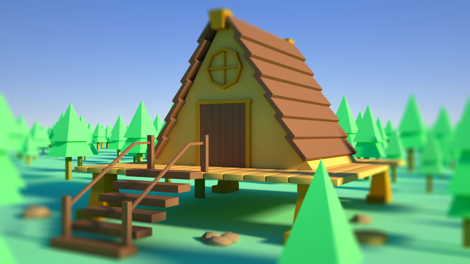 【c4d oc 卡通小木屋建模(上)】模型场景搭建