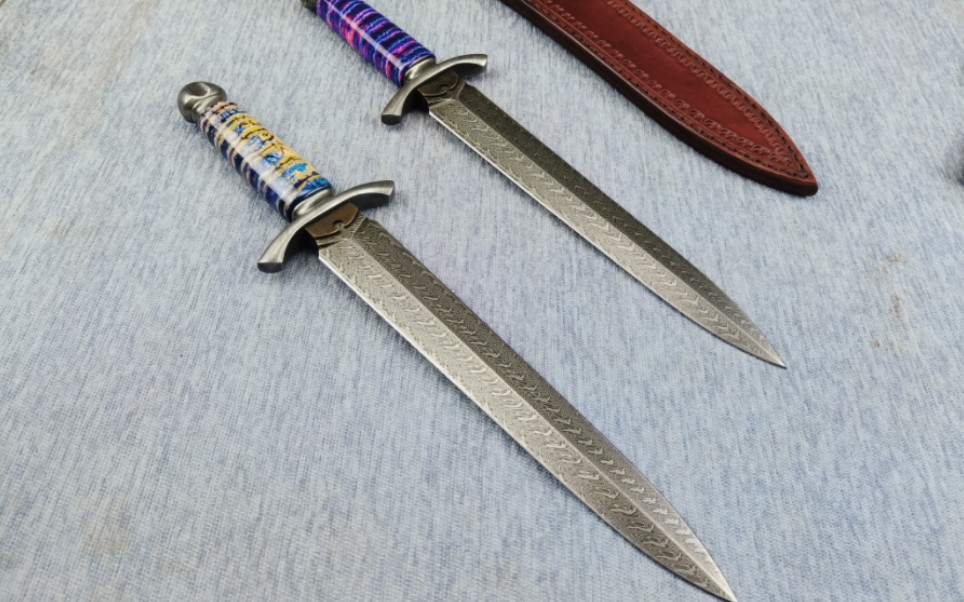 大马士革短剑,猛犸臼齿化石柄像极珠宝的感觉,文芳收藏送礼,成年人的