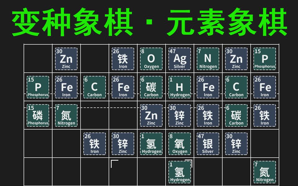 [变种象棋]元素周期表象棋第二期,有机象棋,人体内最多的几种元素,氧、碳、氢、氮桌游棋牌热门视频