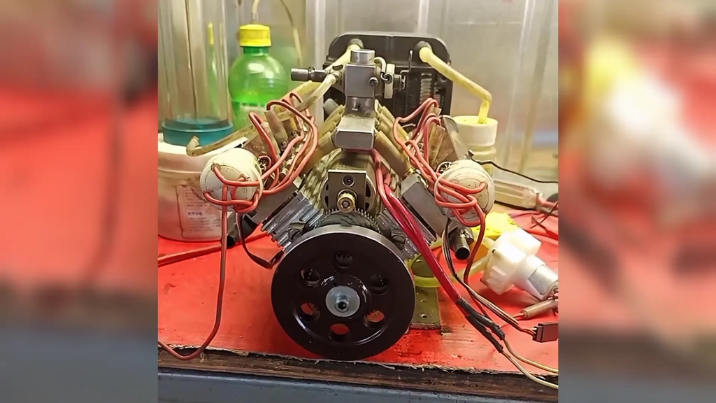 迷你v4v8发动机纯手工制作