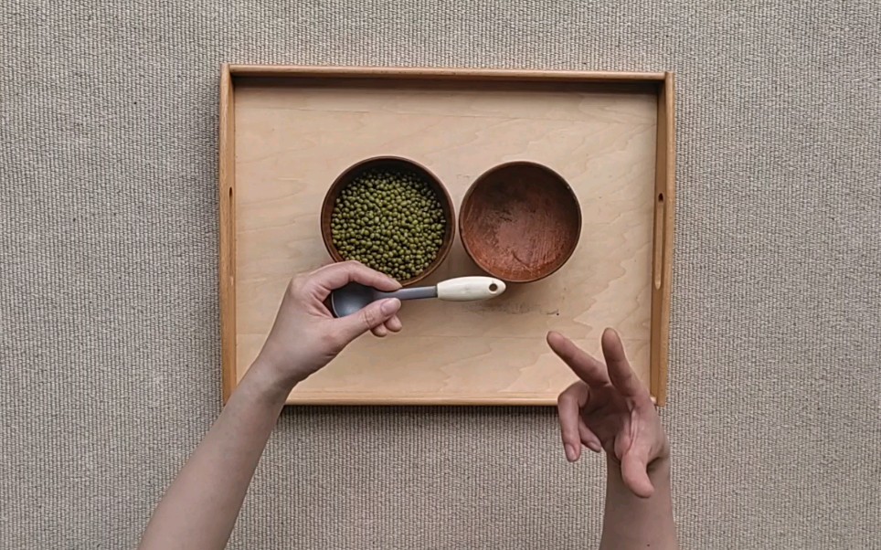 蒙氏日常生活领域—用勺子舀豆工作
