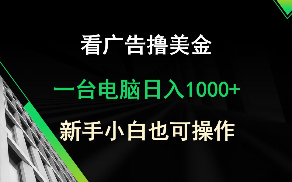 看广告撸美金,无脑操作一天1000+,只需一台电脑哔哩哔哩bilibili