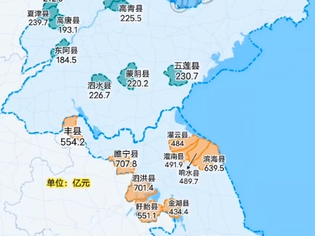 苏鲁两省23年GDP经济倒数十名县、市分布,哪个最意外?#数据可视化 #2023gdp全国城市排名哔哩哔哩bilibili