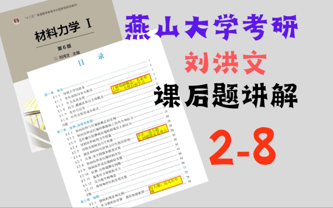 【刘洪文第六版课后习题讲解】【第二章第8题】燕山大学机械考研801材料力学哔哩哔哩bilibili