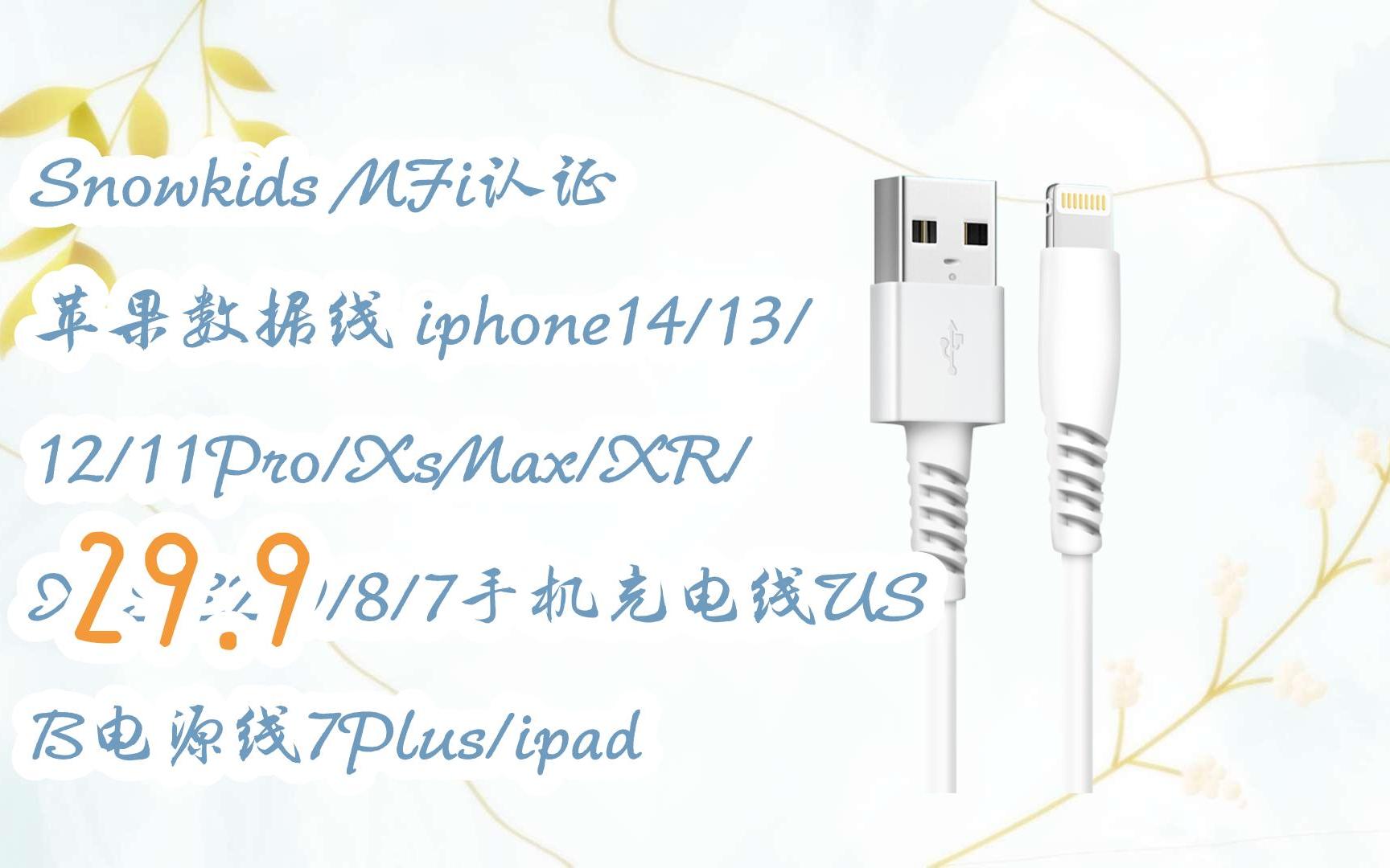 【京东|截图扫码有大额优惠】snowkids mfi认证 苹果数据线 iphone14