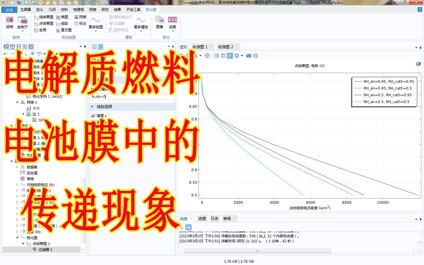 Comsol经典实例043:聚合物电解质燃料电池膜电极组件中的传递现象哔哩哔哩bilibili