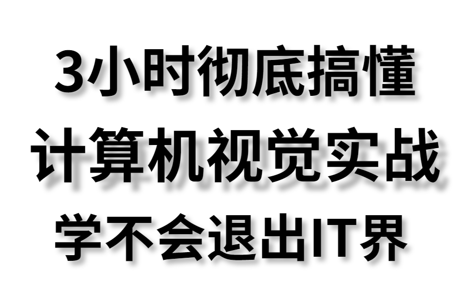 【计算机视觉入门到实战】清华博士带你半天快速掌握计算机视觉,通俗易懂,拒绝低效!人工智能/CNN/深度学习/Pytorch/OpenCV/目标检测哔哩哔哩...