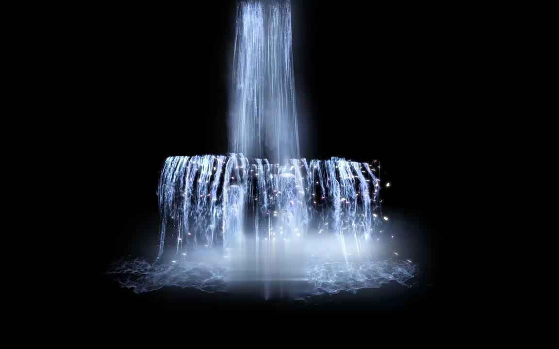 全息瀑布夜游水雾视频制作古镇夜游文旅创意视频水雾电影美丽乡村水幕