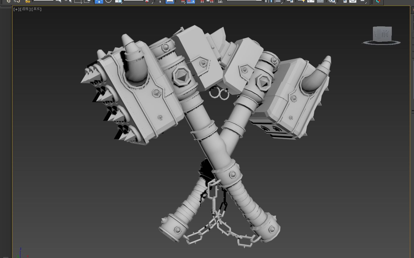 【3dmax武器建模】铁锤游戏道具模型建模,如何制作铁链