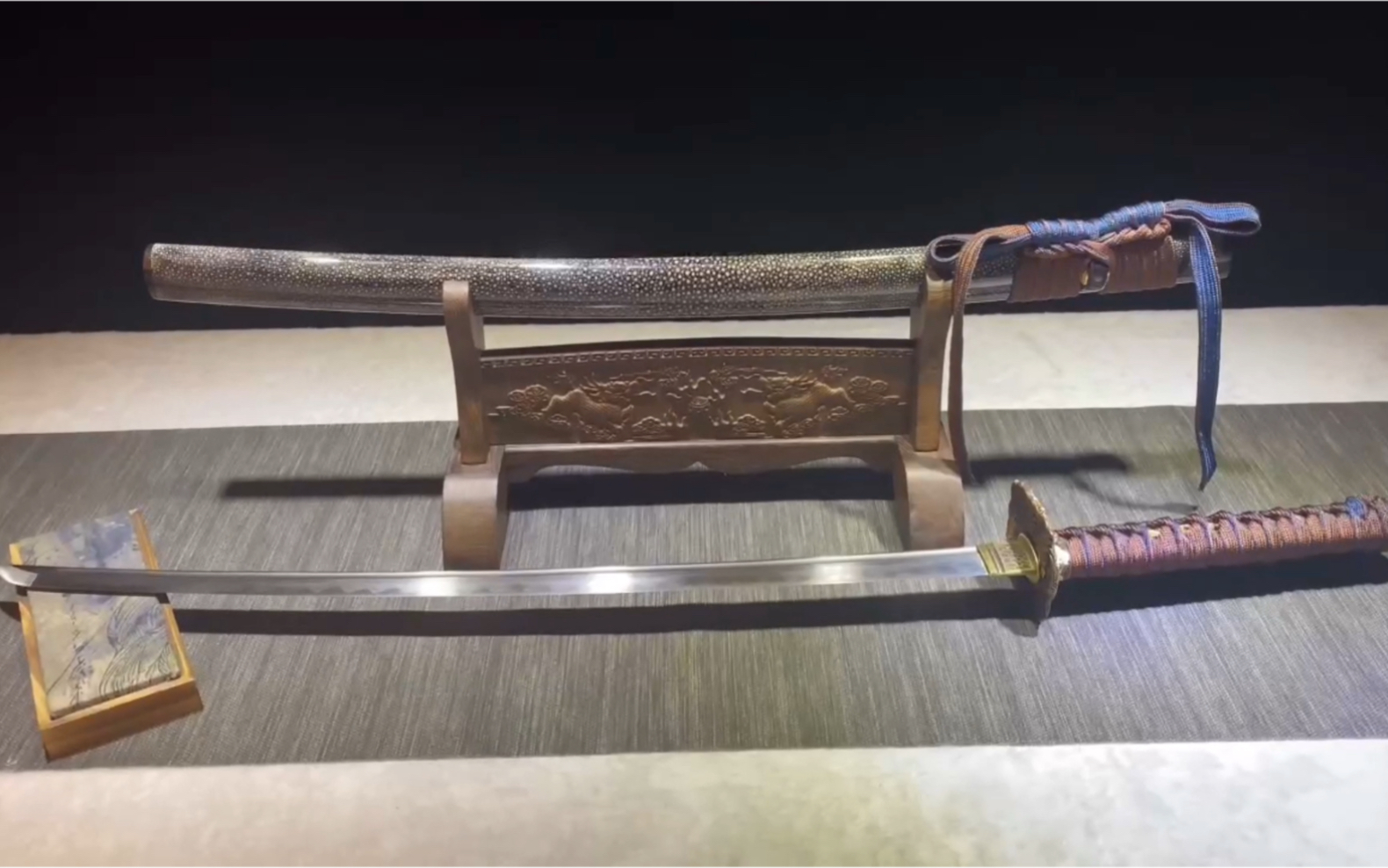 手工折叠锻打百炼钢烧刃纯铜鎏金装全包鱼皮武士刀打刀