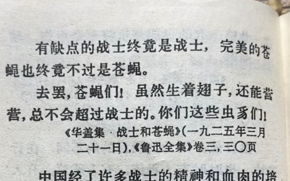 “有缺点的战士终究是战士,完美的苍蝇也终究不过是苍蝇𐓆梀梀梀《鲁迅言篇》69版(二)哔哩哔哩bilibili