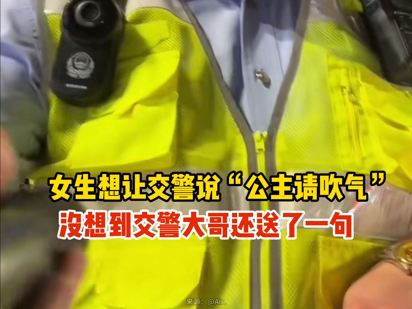 女生路遇查酒驾,让交警说“公主请吹气”,没想到交警大哥还送了一句哔哩哔哩bilibili