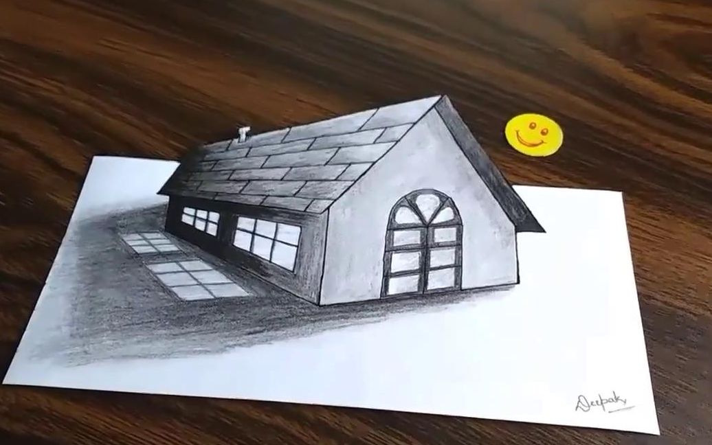 【手绘】教你如何在纸上画立体感的房子