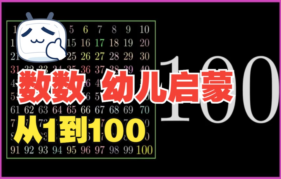 数数 1到100 幼儿启蒙哔哩哔哩bilibili