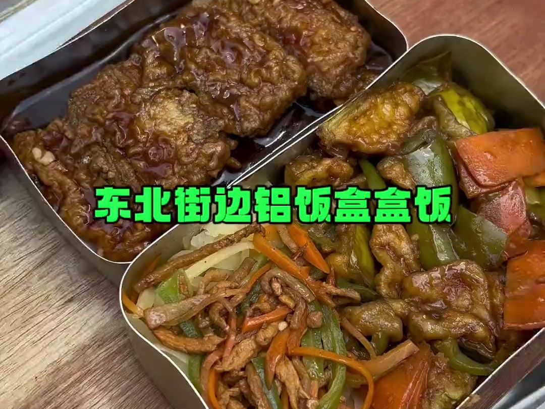 东北街边铝饭盒盒饭#东北盒饭 #美食vlog哔哩哔哩bilibili