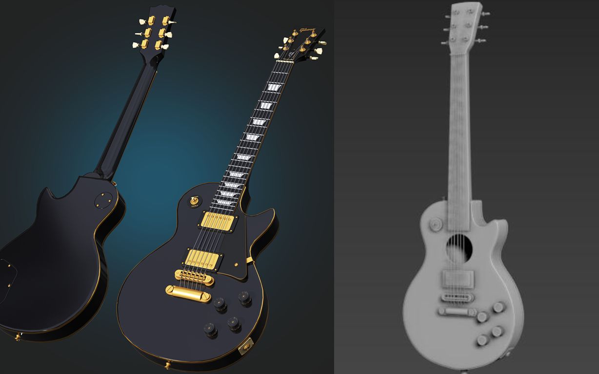 【3dmax建模】超简单的吉他模型制作,适合新手练习哦