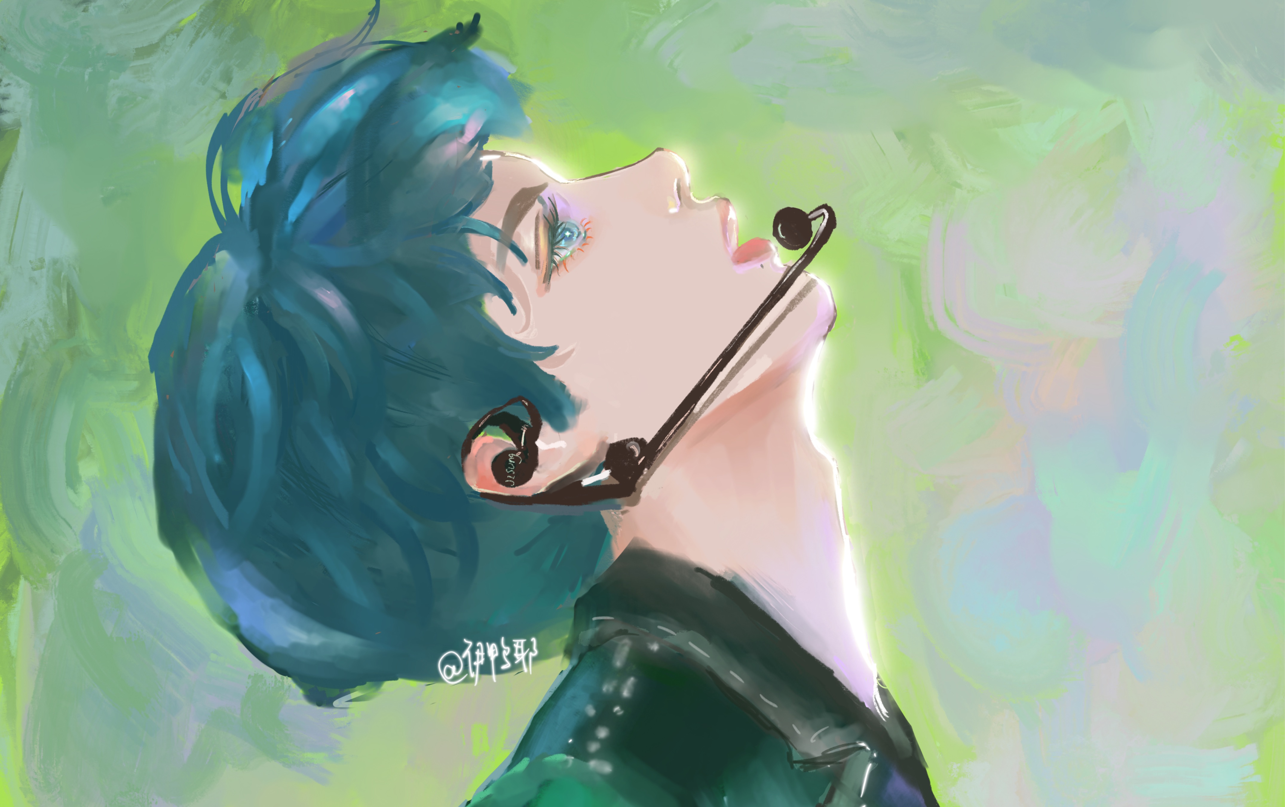 【procreate】摸鱼星星朴志晟/月亮不会奔你而来