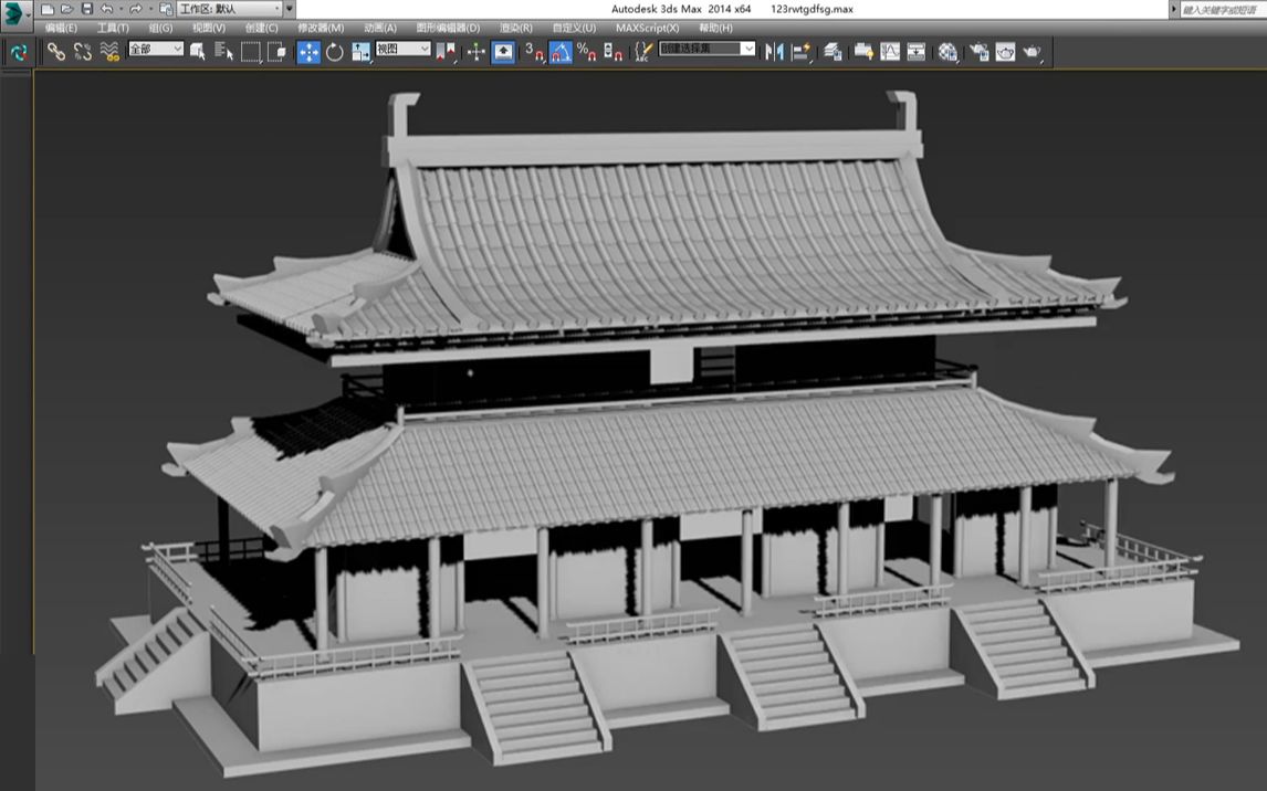 【3DMAX场景建模】简单古风大殿建筑模型 零基础房屋搭建思路讲解哔哩哔哩bilibili