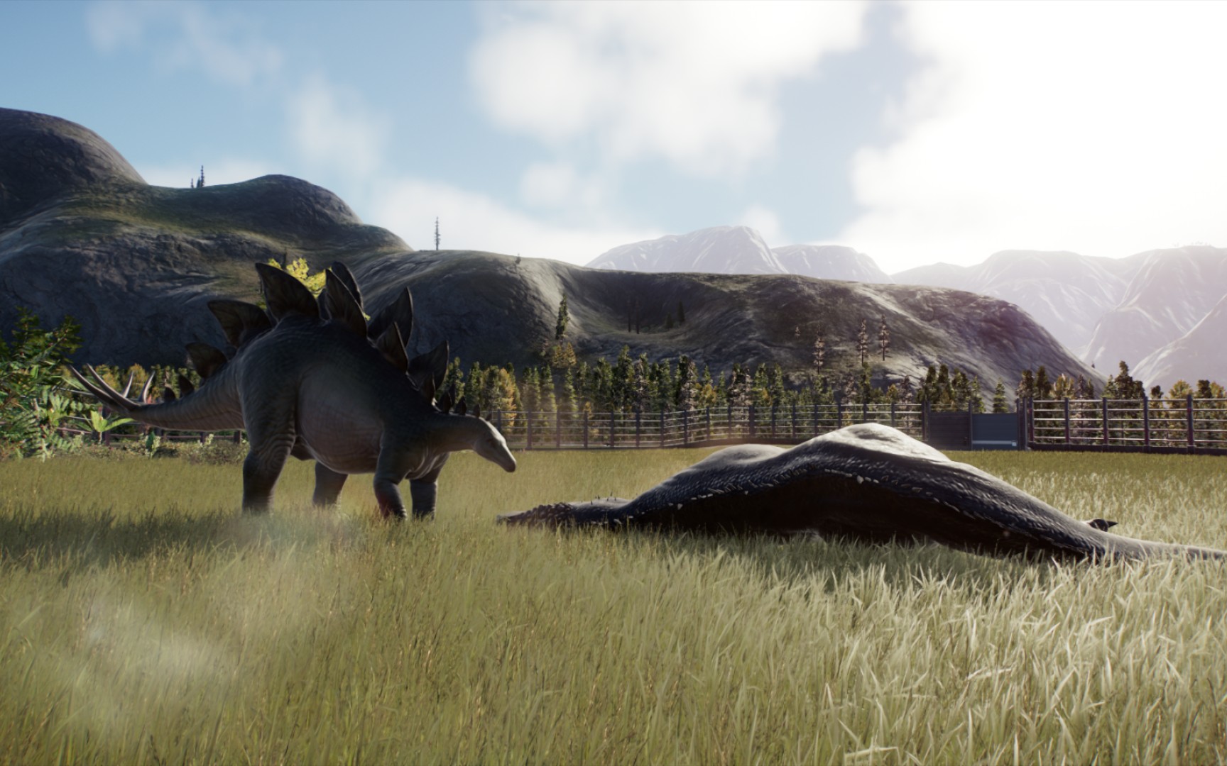 侏罗纪世界进化2剑龙对战大型食肉恐龙