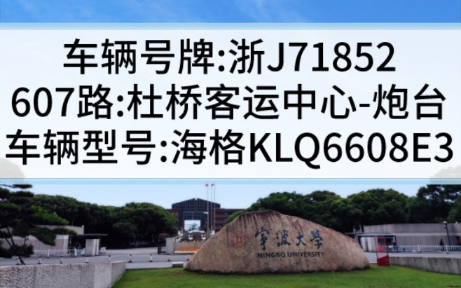 【临海公交】607路:杜桥客运中心→炮台,浙J71852哔哩哔哩bilibili