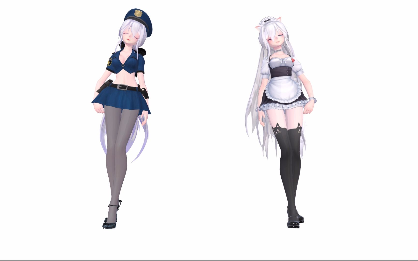 【mmd】【換裝play】女僕?女警?你們喜歡那個吶?