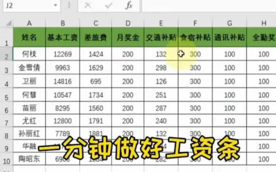 Excel里面一分钟做好工资条哔哩哔哩bilibili