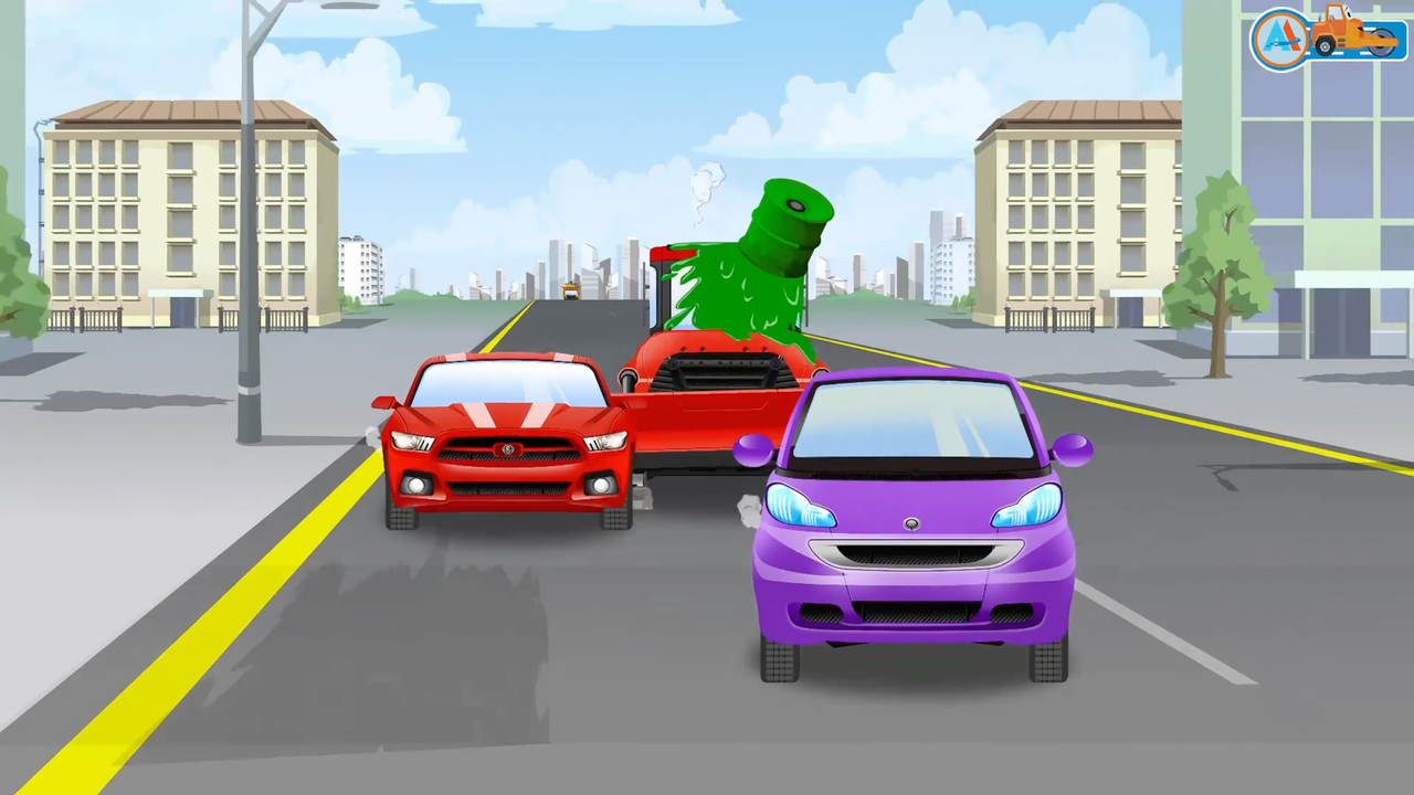 拖拉机不小心浑身沾满油漆《汽车动画城》儿童动画