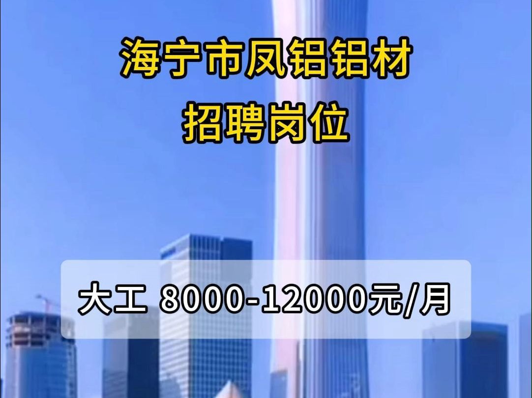 海宁市凤铝铝材招聘大工哔哩哔哩bilibili