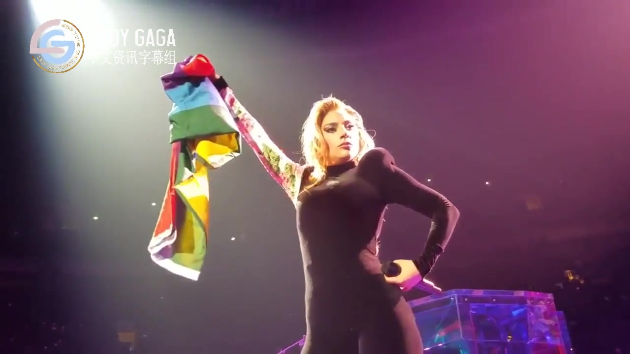 【中文字幕】lady gaga在最新演唱会上捡起一面彩虹旗